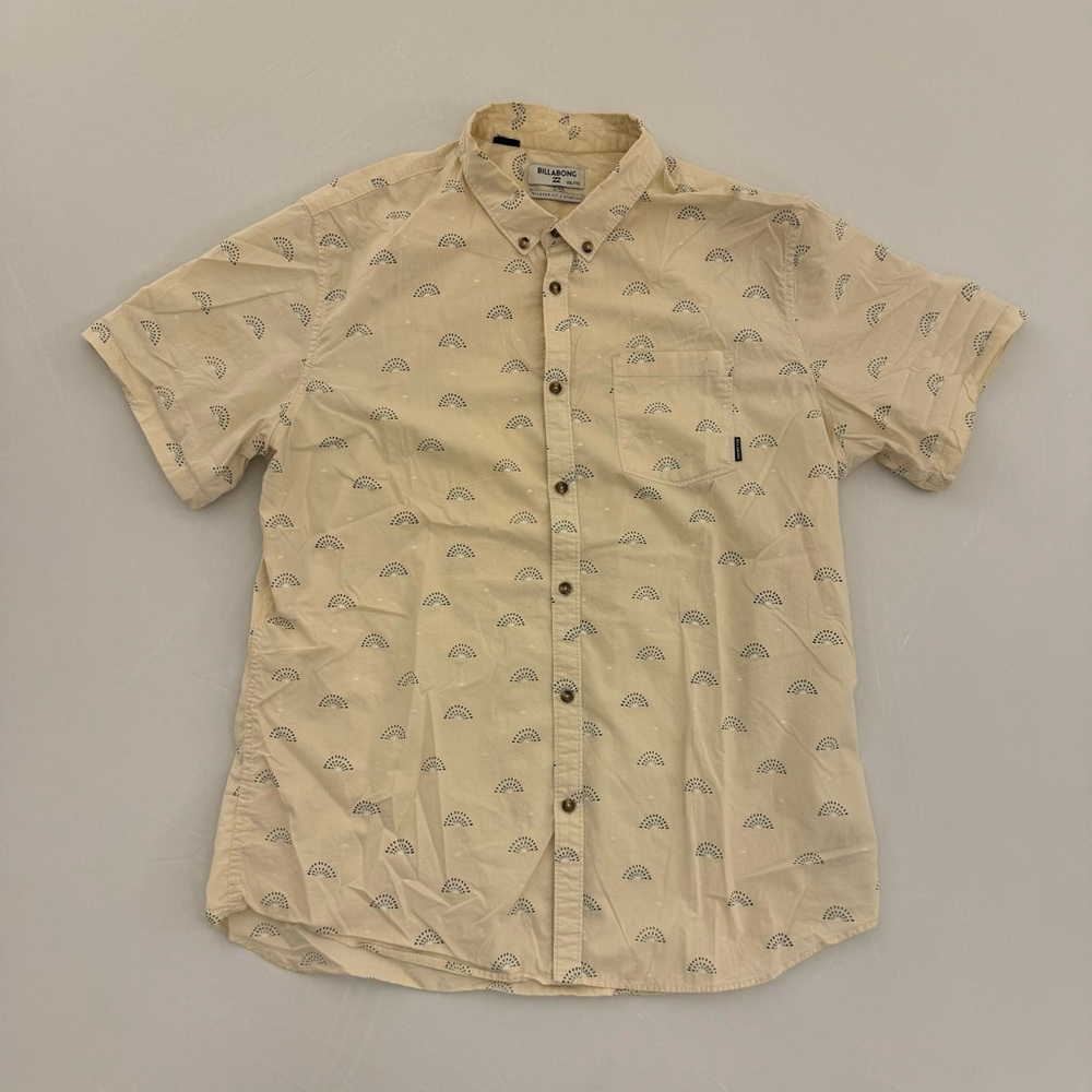 Cream Billabong SS XXL Men’s Button Up Shirt Short Sleeve 2XL